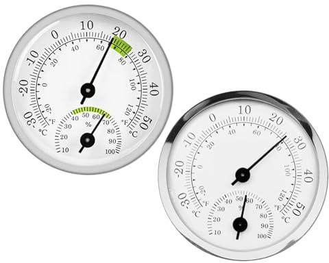 CHROMACRAFT Pack De 2 Thermomètres D'Ambiance, Thermomètre D'Ambiance Et Hygromètre, Mini Hygromètre À Pointeur, Thermomètre sans Pile, Adapté À La Maison, À L'École, Au Bureau