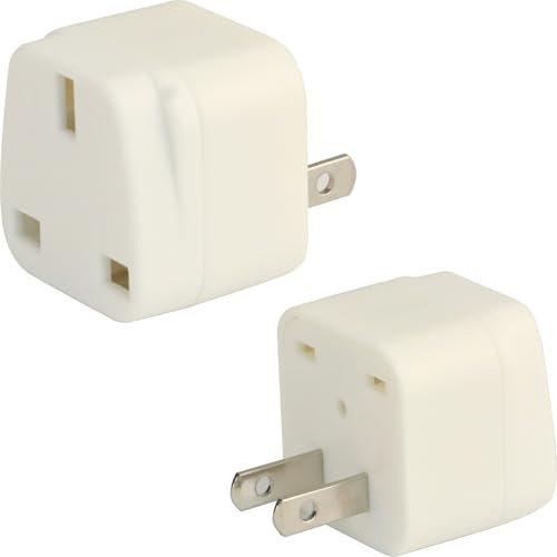 Wirafix 2 Pack UK to China Plug Adapter, China Travel Adapter, 2 Pin Chinese Travel Adaptor, 3 Pin to 2 Pin Adapter Plug Suitable for Phone, Bluetooth Earphone, Computer and Camera, White
