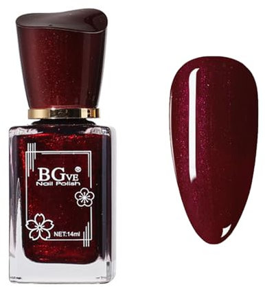 Wine Red Nail Polish - Shimmer Burgundy Nail Polish - Dark Red Quick Dry Nail Varnish - Super Lustrous Pearl Nail Varnish - Long Lasting Red Nail Art Polish For Women Manicure DIY