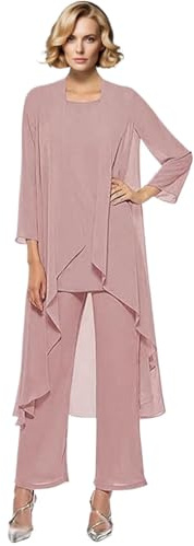 Botong Ensemble de costume 3 pièces en mousseline de soie pour invités de mariage