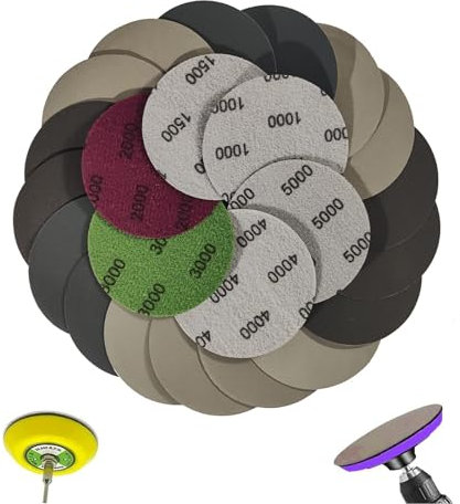 24pcs Sand Discs 3, Round Sandpaper, 75mm Hook and Loop Sand Discs, Wet and Dry Sand Discs, for metal wood - particles 1000/1500/2000/3000/4000/5000