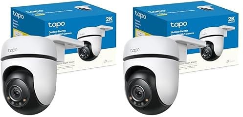 Tapo C510W - Cámara de vigilancia Wi-FI para Exteriores de 360º, visión Nocturna a Todo Color de 2k (3MP), detección de Personas con IA, Seguimiento de Movimiento Inteligente, IP65 (Paquete de 2)