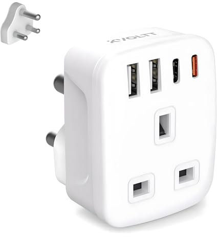 UK To South Africa Plug Adapter with USB - South Africa Power Adapter with USB Cx2 20W Fast Charging, South African Plug Adaptor UK, Type M Plug Adapter UK To South Africa Plug Adaptor for Travel