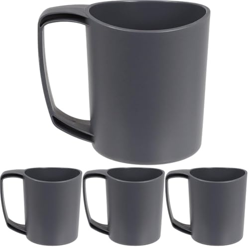 Lifeventure Ellipse Reusable Mug for Camping, Travel & Outdoor - Graphite (Pack of 4)