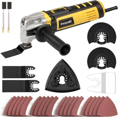 Inequalit 400W Oscillating Multi Tool,Quick Release 6-Speed,30Pc Kit | 15000-22000 OPM, 3° Oscillation Angle, Multi-functional for Cutting, Sanding and Grinding Home Renovation Tasks or DIY