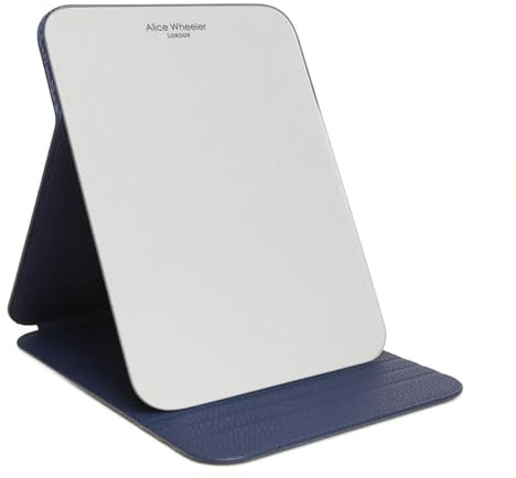 Alice Wheeler Faux Leather Foldable Travel Mirror - Navy