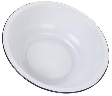 LIGIGWASH Bol à Mélanger Vintage en Émail, Bassine Ronde Blanche, Grosse Capacité, Résistante la Chaleur, Cuisine et Décoration Maison