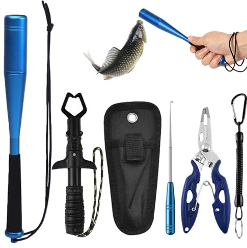 LYPPUL 5 Sets Fishing Fischtöter, 25cm Aluminium Fisch Totschläger, Fischtöter Angelzange, Fischbetäuber, Fishing Angelzubehör fischtöters, Angelgeschenk für Anfänger Outdoor Karpfen Forellenangeln