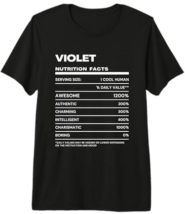 Violet Datos de Nutrición Nombre Gracioso Camiseta Premium