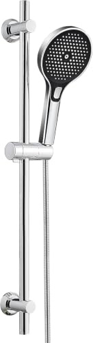 JOHO Edelstahl Duschstange 70 cm Duschbrause mit Schlauch und Halterung, Brausestangeset mit Duschkopfhalter verstellbar-Duschset mit 3 Strahl Handbrause, Chrom