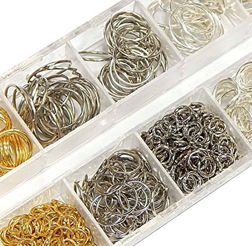 Perlin 1000stk Ösen Binderinge Biegeringe Altsilber Öse 5mm 8mm 10mm 12mm Verbinder Offen Ringe Verbindungsringe Kettenzubehör Schmuckteile Basteln Set DIY M84