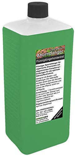 GREEN24 Ahorn Dünger XL 1 Liter Japanischer Ahorn Schlitzahorn Flüssigdünger Fächerahorn NPK Volldünger
