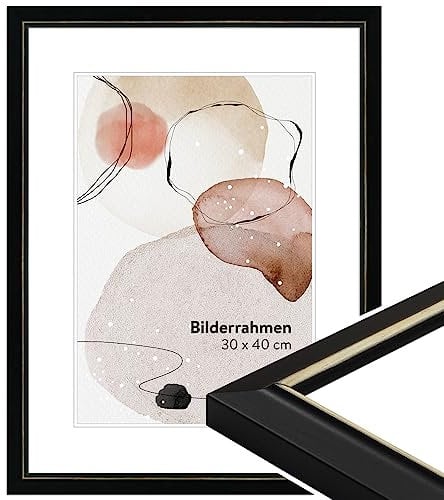 WANDStyle Bilderrahmen Schwarz 15x20 cm aus Holz im Landhaus-Stil mit Aufsteller und Aufhänger, Fotorahmen Made in Germany - H340
