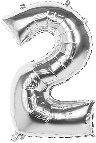 Boland - Folienballon Zahl, Silber 86 cm, Silber, Zahlenballon, Nummer, Ballon, Luft, Geburtstag, Jubiläum