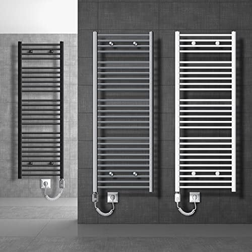 ECD Germany Badheizkörper Elektrisch 600 x 1200 mm mit Heizstab 900 W Große Leistung - Chrom - gerade mit Seitenanschluss-Heizkörper Handtuchwärmer Handtuchtrockner Handtuchheizkörper Handtuchheizung