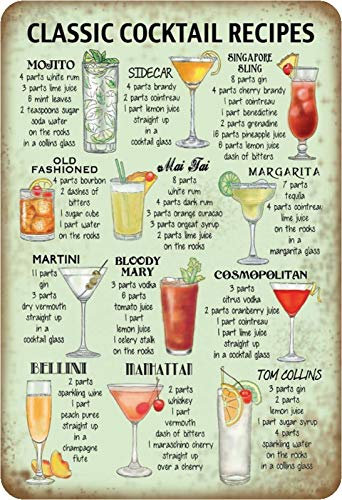 Schatzmix Blechschild Cocktail classische Rezept grünes Metallschild Wanddeko 20x30 tin sign