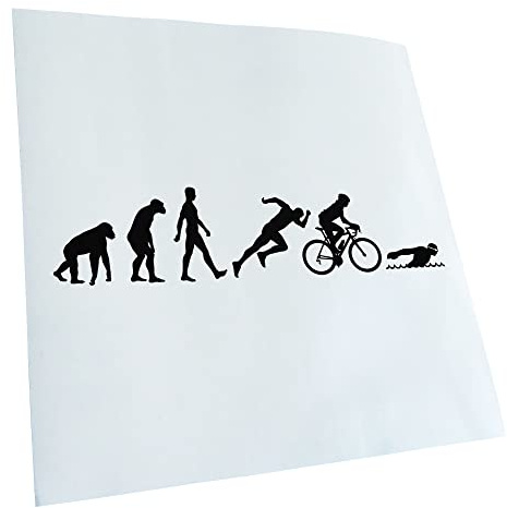 Kiwistar - Autoaufkleber - Triathlon Evolution - schwarz - 20x4,6cm - Heckscheibe Auto Aufkleber wetterfest für Kfz LKW Mofa Truck - Sticker außen selbstklebend Tuning Zubehör für Fenster Fahrzeug