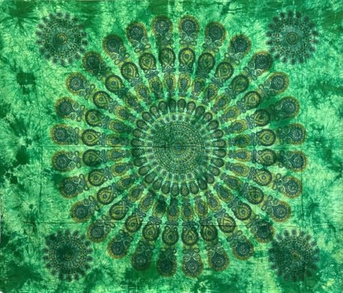 Seamar - Linea Oro Pankhee Überwurf, 100 % Baumwolle, indisch, bedruckt, 210 x 240 cm (Limette)