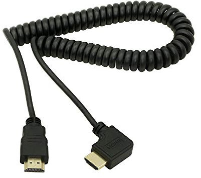 CERRXIAN Câble HDMI à Angle Droit, Adaptateur Convertisseur Plaqué Or, Câble Spiralé, Support 2K 4K (30 Hz), Retour Audio