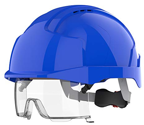 JSP EVO VISTAlens Sicherheitshelm mit integrierter Schutzbrille Blau/Blau (AMB170-006-F00)