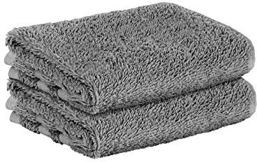 StickandShine 2er SET Premium Frottee Gästehandtuch 30x50 cm in dunkelgrau in 500g/m² aus 100% Baumwolle