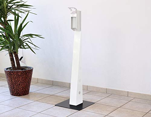 Desinfektionsmittelspender Pyramide 118x36x36cm weiß + Spender SZAGATO | Hygienesäule Desinfektionsspender Desinfektionssäule Handdesinfektionsspender