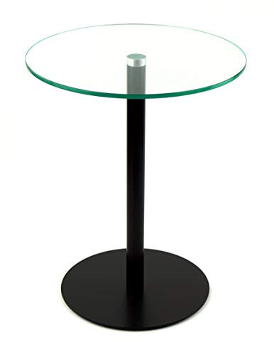 freeroom24 Designer Beistelltisch Glas Schwarz Matt 50x50x50cm - Wohnzimmertisch - Stabiler Couchtisch - praktischer Coffee Table rund - Kleiner Kaffeetisch - Glastisch - Sofatisch - Made in Germany