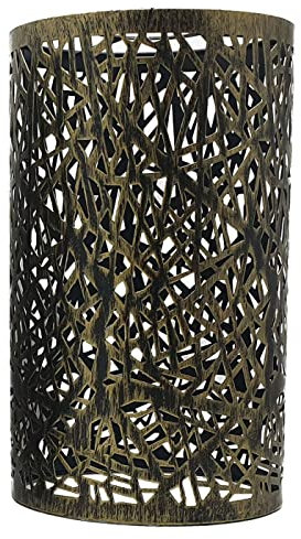 DC Voltage Industrial Easy Fit Metal Cage Drum Lampshade Ceiling Pendant Lampshade with Reducer Plate for Living Rooms Bedroom Kitchen Dining Room (Brushed Brass)