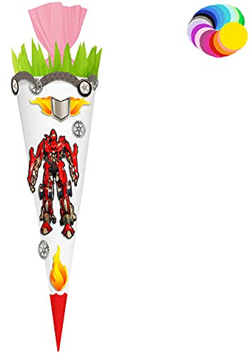 alles-meine.de GmbH Bastelset - Schultüte Farbe & Größe wählbar 70/85 / 100 cm - Roboter - Transformer - Farbe frei wählbar - Bastelschultüte - Zuckertüte zum selber Bastel..