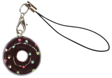 Miniblings Donut Schoko Doughnut Handyanhänger Handyschmuck braun Gebäck | Kleiner Anhänger zum Kombinieren, aus Berlin, mit Kuchen