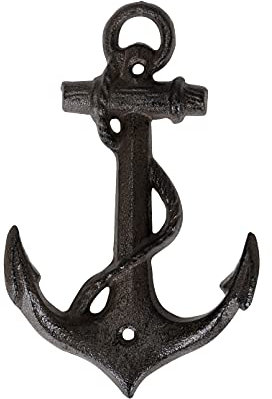 RiloStore Garderobe ANKER 17x10cm Haken Wandhaken Hakenleiste maritim dunkelbraun Deko Metallanker
