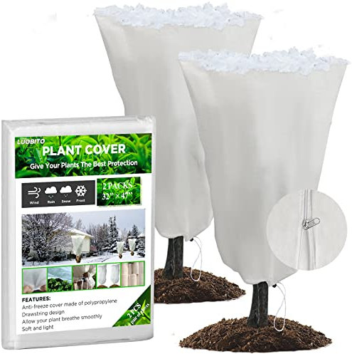 Winterschutz für Pflanzen 2 Stück 80 x 120cm Wintervlies für Pflanzen Frostschutz, Gartenvlies Pflanzenschutz, Winterschutz Schutzhülle für Kübelpflanzen Palmen, Reißverschluss Schutzhülle Draußen