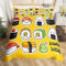 Enfants Mignon Sushi Motif Parure de Lit 140x200cm Style Japonais pour Filles Dessin Animé Sushi Japonais Housse de Couette Respirant Grille Jaune Parure À Carreaux Housse de Couette Room Decor