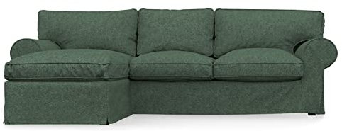 comfortly IKEA 2-Sitzer-Sofa mit Chaiselongue, rechts/links, Ersatzbezug, handgefertigt, kompatibel mit EKTORP-Ecksofa, nur Bezüge (strapazierfähig, grün)