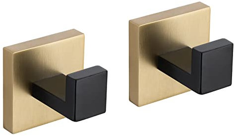 TURS Handtuchhaken Handtuch Kleiderhaken Holder Edelstahl handtuchhaken Matt schwarz+Gold 304 Edelstahl Handtuchhaken Wandmontage Badezimmer Handtuchstange Badetuchhalter Bad WC Küche