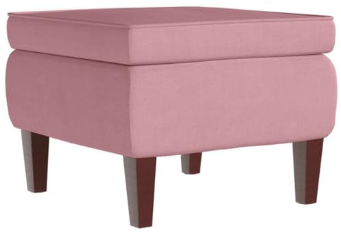 vidaXL Hocker, Sitzhocker Fußhocker mit Holzbeinen, Polsterhocker Fußbank für Wohnzimmer Schlafzimmer Flur, Fußstütze Ottomane, Modern, Rosa Samt