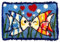ROCKY&CHAO Knüpfteppich Zum Selber knüpfen, 50x38cm Knüpfsets Latch Hook Kit Selbst Knüpfen Set für Kinder und Erwachsene (Fisch küssen)