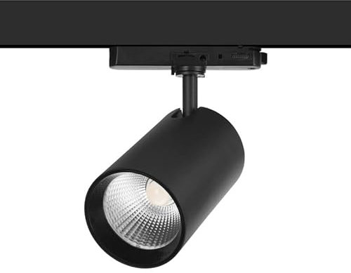 FORLIGHT Proyector LED de Carril 24.6W - Luz Blanca Neutra 4000K, 2103lm, Diámetro 90mm - Compatible con Carril Trifásico, Orientable, Fácil Instalación, Negro