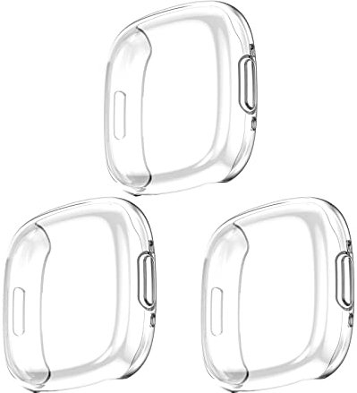 Rc-Z Kratzfeste TPU-Hülle und Displayschutzfolie für Fitbit Sense 2/Versa 4, 3 Stück