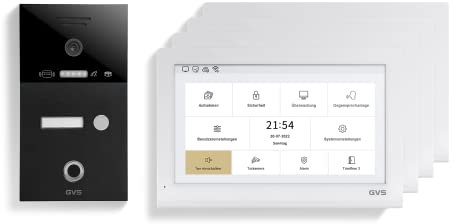 GVS Video Türsprechanlage mit Türöffner, Fingerprint, RFID, 4X 10 Monitore