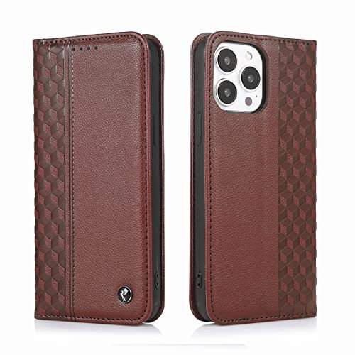 TOHULLE for iPhone 11 Case, Premium Premium PU Leather Wallet Case Card Holder Kickstand Built-in Magnetic Closure Plaid Pattern Flip Folio Phone Cover for iPhone 11 - Brown