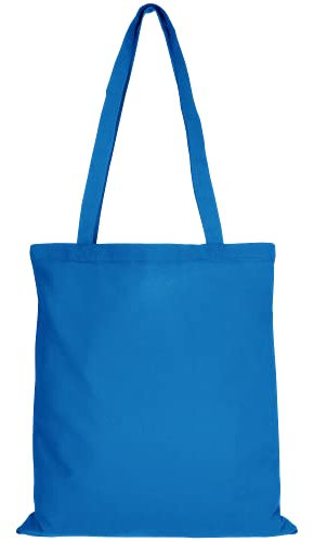 TEXXILLA Baumwolltasche - OEKO-TEX 100 zertifiziert | mit zwei langen Henkeln | 38x42cm | Jutebeutel | Einkaufstasche | unbedruckt, Farbe:hellblau