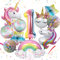 Luftballon Einhorn für Mädchen 1. Geburtstag Dekoration Folie Runde Einhorn Luftballon Regenbogen Sterne und Zahl 1 Folienballon für Geburtstagsdeko Mädchen 1 Jahr Einhorn Thema Partydekorationen