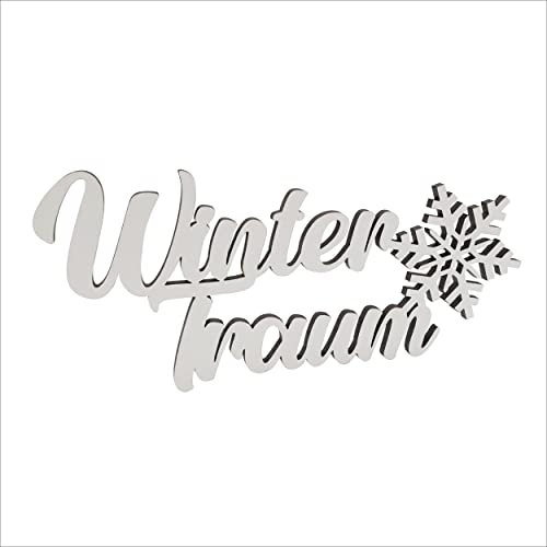Melis Deko-Schriftzug Wintertraum – Winter-deko Weihnachts-deko aus Holz in weiß – 20cm