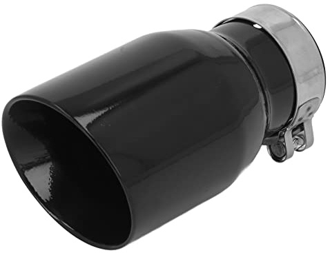 Slant Cut Exhaust Tip, Exhaust Tip Rounded Inox Universal Black Rear Exhaust Pipe 160mm Long 60mm Inlet 89mm Outlet Stainless Steel Car Exhaust Tailpipe for Car