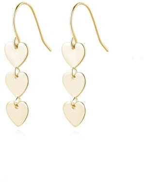 Reffeer Solid 925 Sterling Silver Love Heart Drop Earrings for Women Earrings Small Heart Drop Earrings Hook Studs (B-18K Gold Plated)