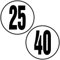 SAFIRMES Aufkleber, 25 + 40 km/h, 20 cm, Geschwindigkeitsbegrenzung, Busse, Traktor, LKW, 25 + 40 km/h, selbstklebend.