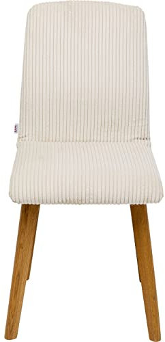 Kare Design Stuhl Lara Cord, Beige, Esszimmerstuhl, mit Cordbezug, mit Beinen aus massivem Eichenholz, 92x44x45cm (H/B/T)