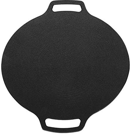 Biitfuu Sartén redonda coreana, sartén para barbacoa de estilo coreano, aleación de aluminio, cocción rápida y uniforme de salchichas en casa (29 cm)