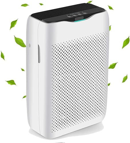 Meykey Luftreiniger Allergiker mit H13 HEPA Luftfilter gegen 99,97% von Schimmel Staub Pollen, Luftqualitäts-Feedback & Automodus, CADR 258m³/h für Raucherzimmer, Geeignet für Zuhause und Büro